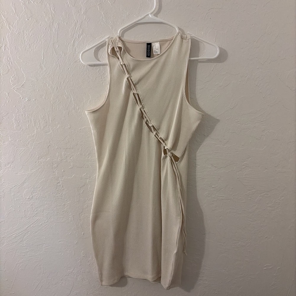 H&M Cream Mini Dress with Chain Accent